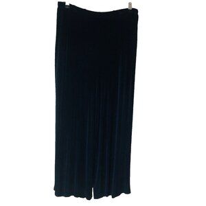 VTG Citiknits Navy Slinky Knit‎ Wide Leg Crop Pants Womens L Athleisure Office